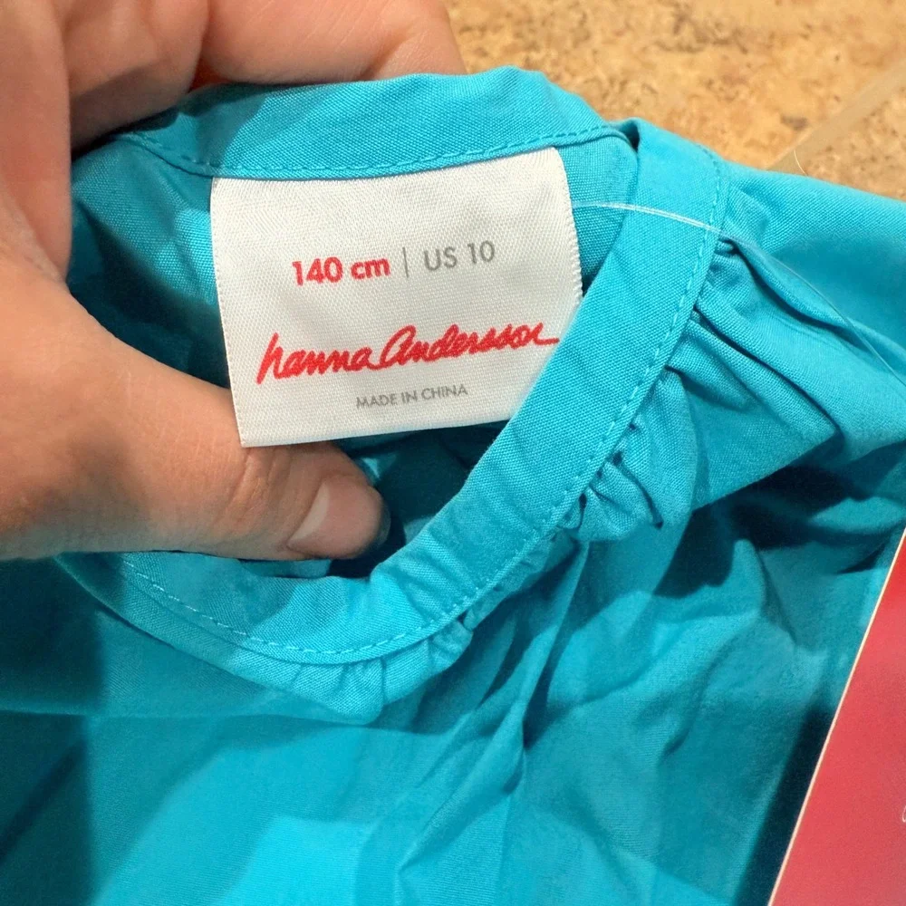 Hanna‎ Andersson Girls Turquoise Summer Breezeway Cotton Dress 140 US 10 NWT